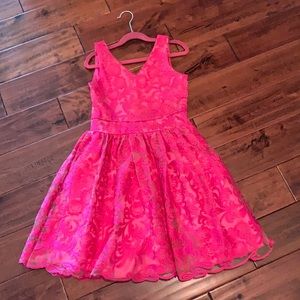 Un Deux Trois Fuchsia Lace Dress